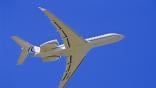business jet flying