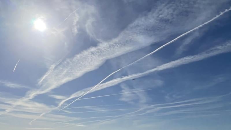 contrails in the sky