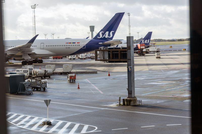 SAS aircraft parked at Copenhagen Airport. 