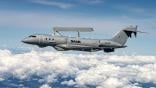 Saab GlobalEye flying above clouds