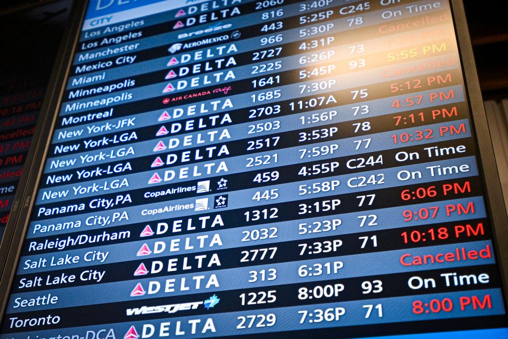 An airport departure monitor