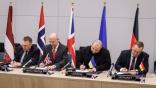 leaders at signing ceremony for ukraine EW coalition