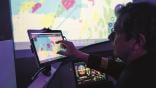 Pilot with two fingers on a screen