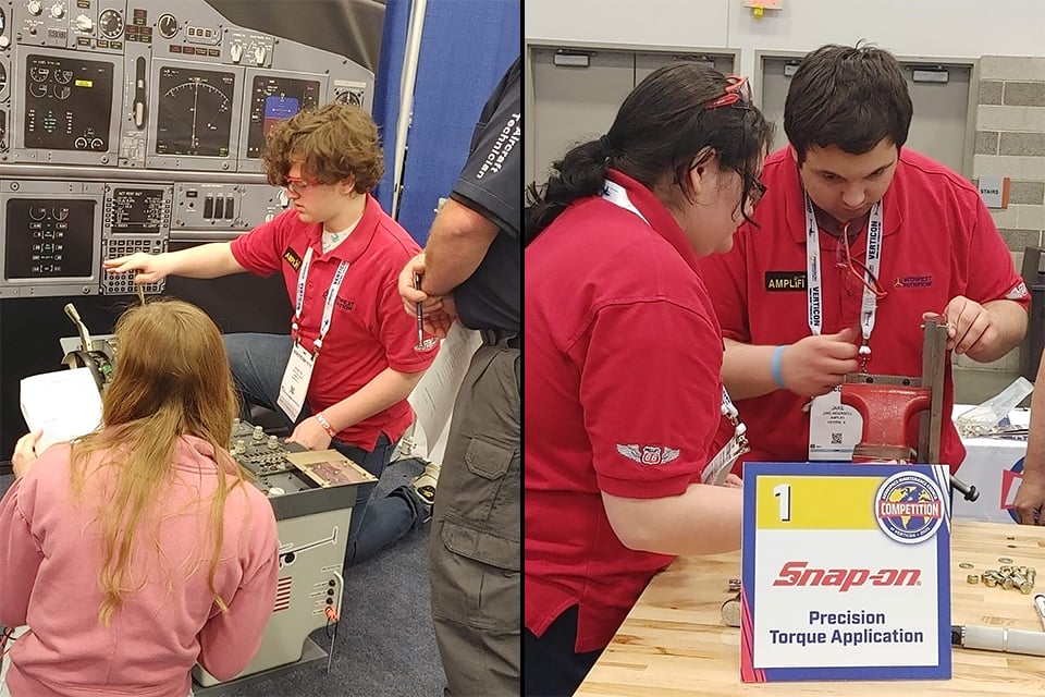 Project AMPLiFI students competing at the Aerospace Maintenance Competition at Verticon