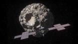 Artist’s rendering of the Psyche spacecraft approaching the asteroid Psyche. NASA/JPL-Caltech/ASU