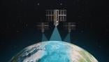Spire Global rendering of satellites transmitting to Earth.