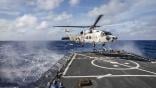 SH-60K landing on Arleigh Burke-class guided-missile
