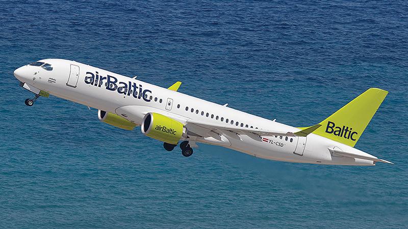 AirBaltic A220 flying
