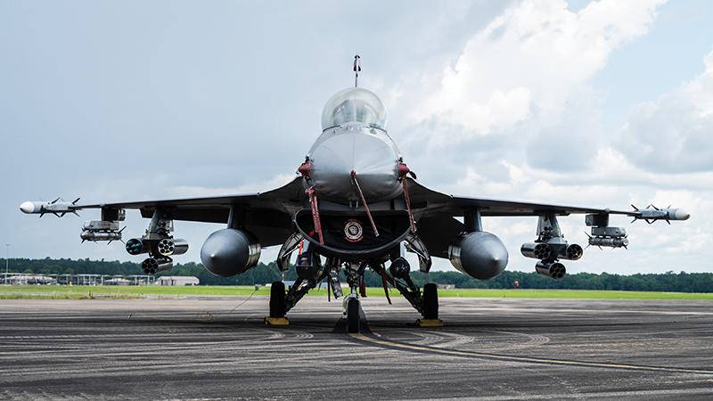 Front view of U.S. Air Force F-16