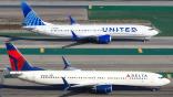Delta Air Lines and Untied Airlines aircraft on runway